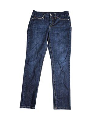 Seven7 Skinny Tummyless Jeans Womens 12 Blue Dark Wash High Rise Stretch Denim